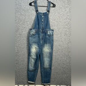 Forever 21 Women's M Blue Jean Bib Overalls Cotton Y2K Boho Farmhand Western